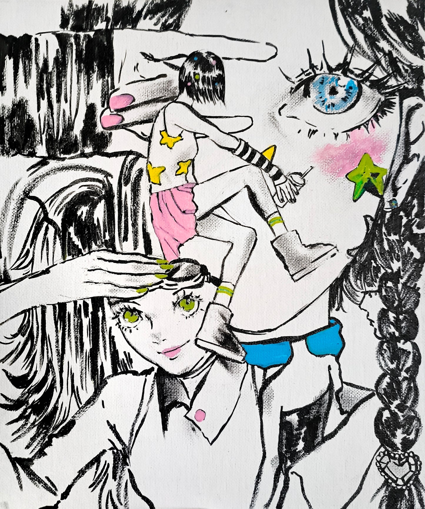 STAR (2024) Brushpen on MDF board, 11.9 x 9.92 Inches